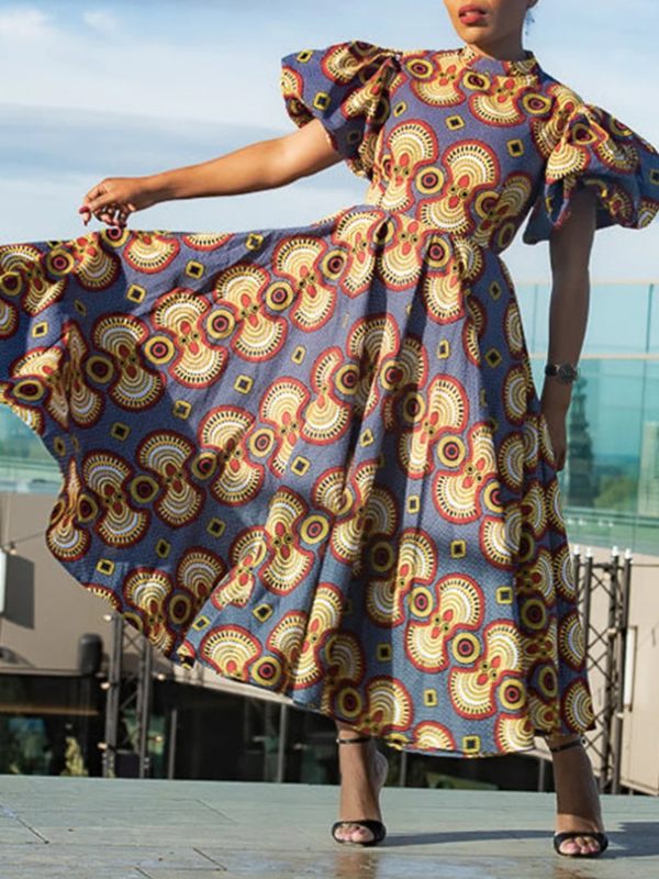 Printed Puff-Sleeve Dress