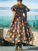 Printed Puff-Sleeve Dress