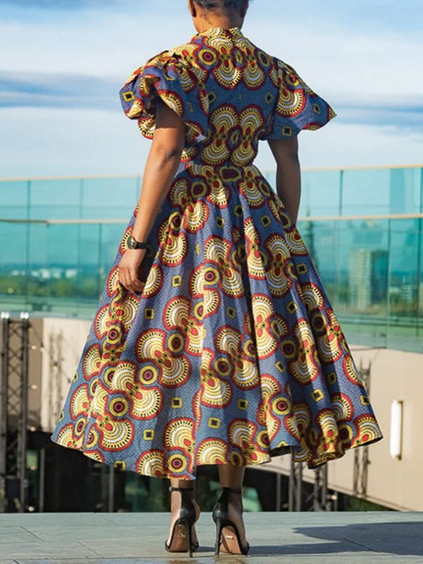 Printed Puff-Sleeve Dress