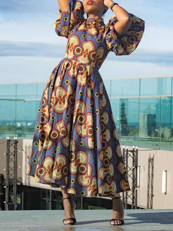 Printed Puff-Sleeve Dress