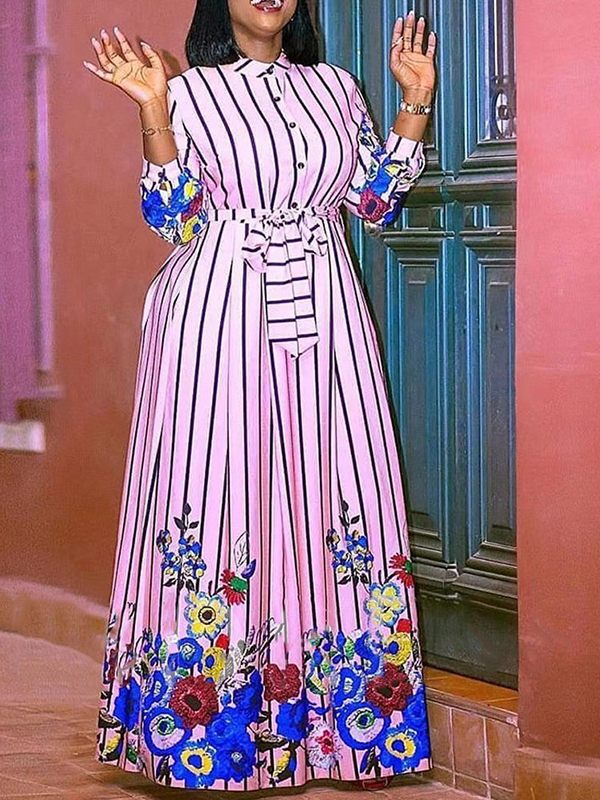Stripe Tied Shirt Dress