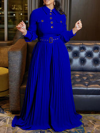 Beautiedoll Button-Front Pleated Jumpsuit