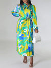 Printed Tied Pleated Dress