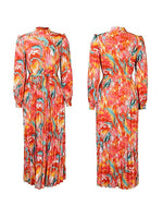Printed Tied Pleated Dress