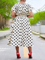 Dot Drawstring Dress