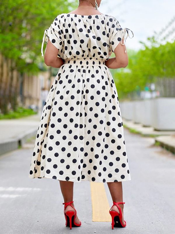 Dot Drawstring Dress