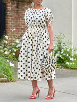 Dot Drawstring Dress