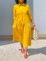 Solid Button-Front Shirt Dress