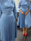 Beautiedoll Solid Belted Pleated Dress