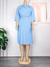 Beautiedoll Solid Belted Pleated Dress