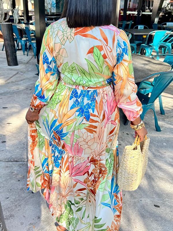 Printed Drawstring Shirt Dress