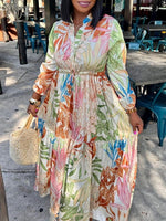 Printed Drawstring Shirt Dress