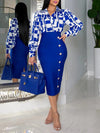 Printed Shirt & Pencil Skirt Set