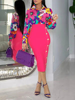 Printed Shirt & Pencil Skirt Set