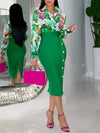 Printed Shirt & Pencil Skirt Set