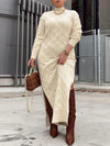 Cable Knit Slit Dress