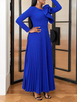 Solid Frilled Pleated Dress