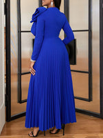 Solid Frilled Pleated Dress