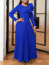Solid Frilled Pleated Dress