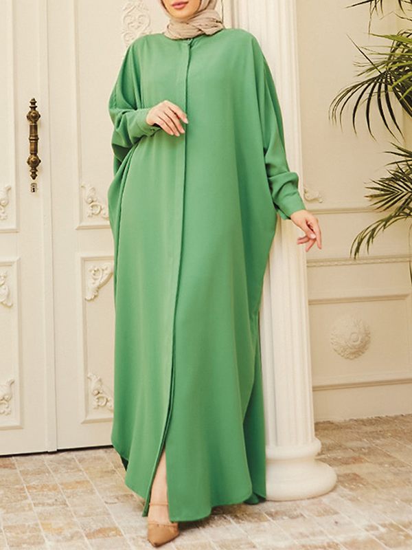 Solid Mandarin-Collar Shirt Dress