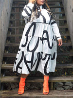 Printed Ruffle Shirt Dress