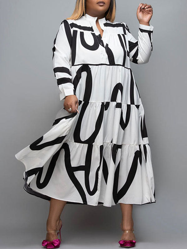 Printed Ruffle Shirt Dress