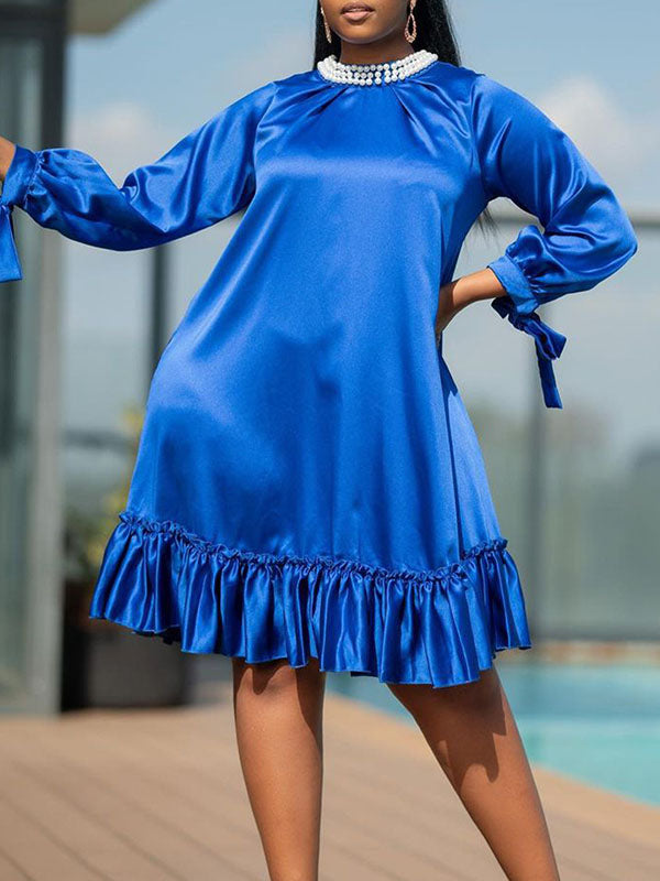 Pearl Studded Ruffle Dress