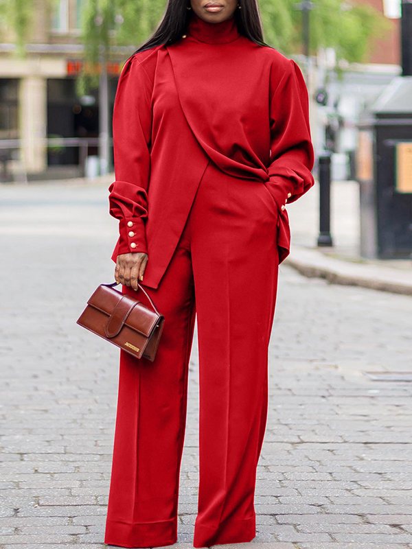 Slit-Front Top & Pants Set