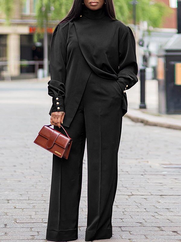 Slit-Front Top & Pants Set