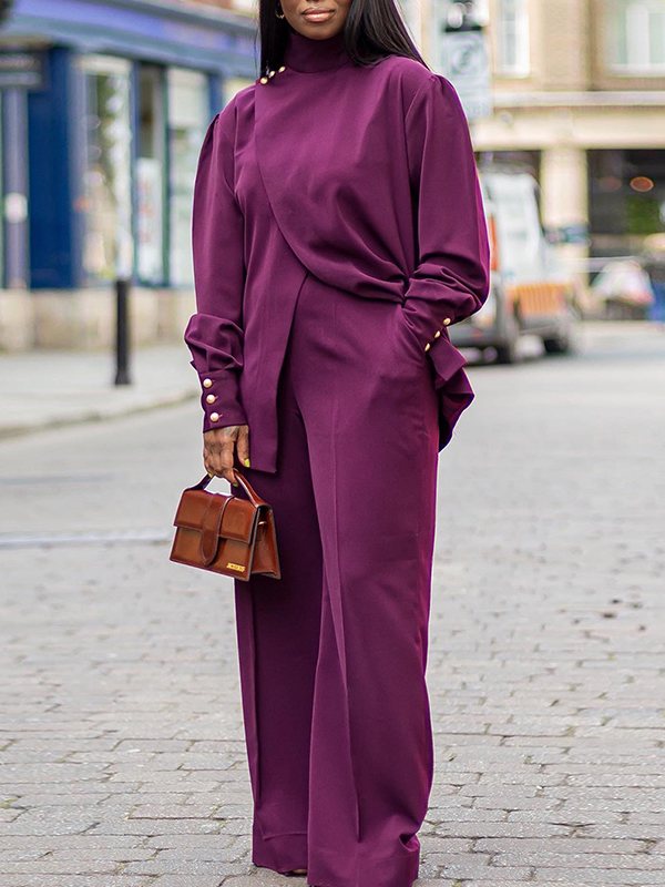 Slit-Front Top & Pants Set