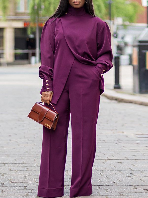 Slit-Front Top & Pants Set