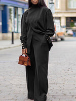 Slit-Front Top & Pants Set