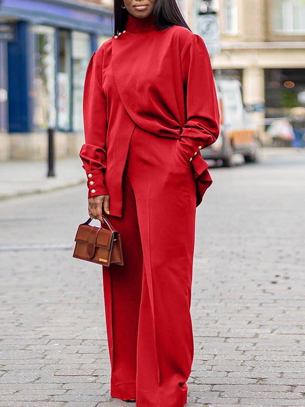 Slit-Front Top & Pants Set