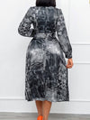 Printed Tied-Neck Belted Dress