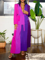 Colorblock Blazer & Skirt Set