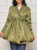 V-Neck Tied Coat