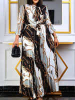 Printed Tied Pleated Dress