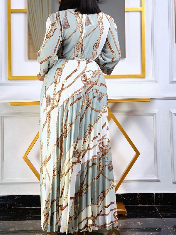 Printed Tied Pleated Dress
