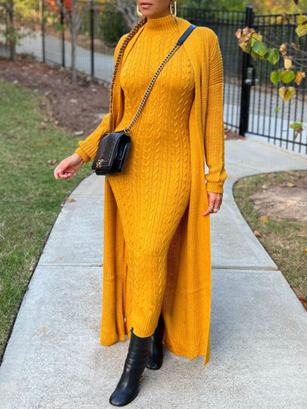 Knit Dress & Cardigan Set