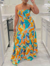 Beautiedoll Printed Strapless Maxi Dress