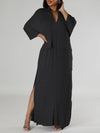 Beautiedoll Solid V-Neck Side-Slit Dress