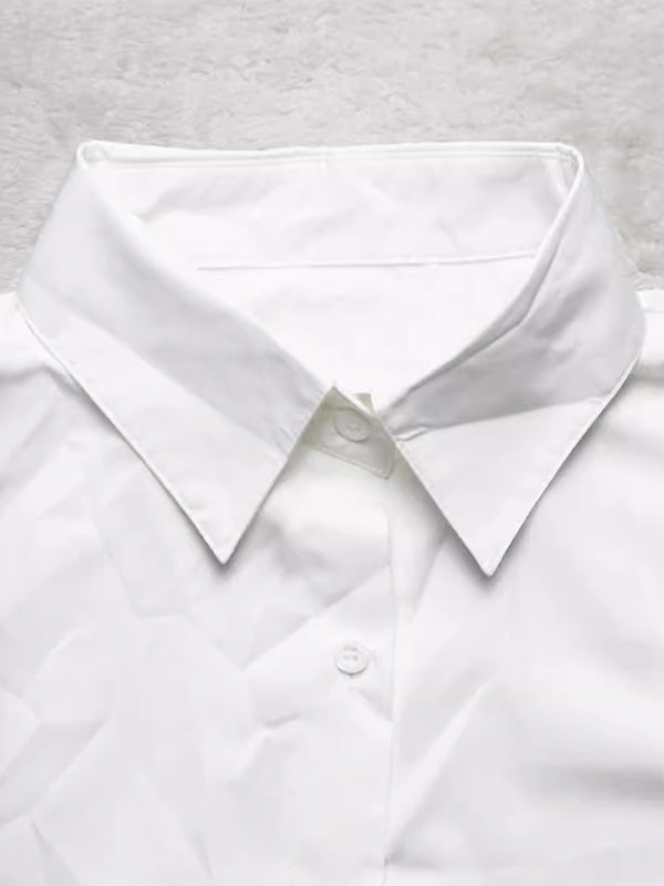 Short-Sleeve Ruffle Shirt Dress