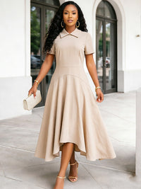 Solid Collared Midi Dress