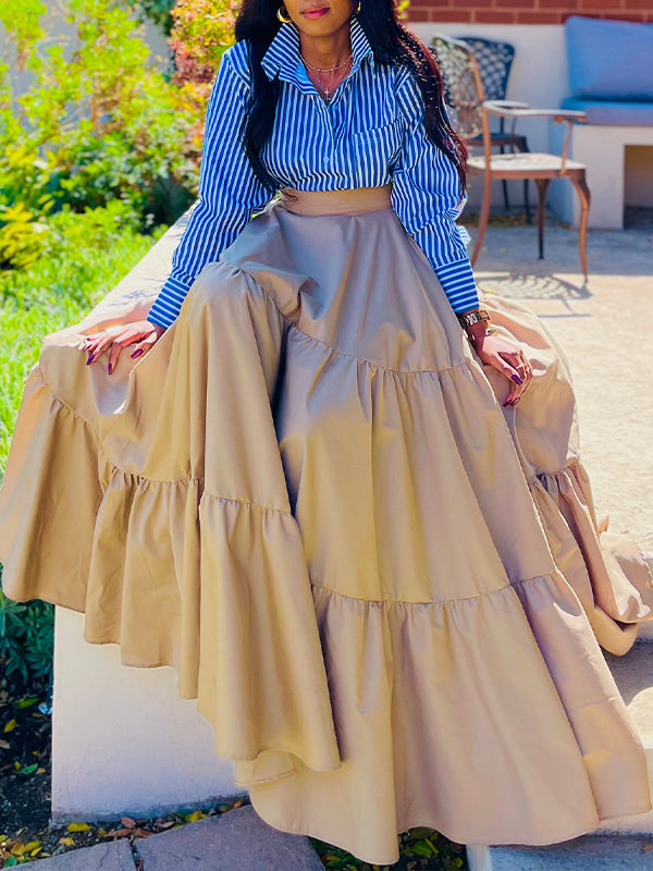 Stripe Shirt & Ruffle Skirt Set – Beautiedoll Stripe Shirt & Ruffle Skirt Set – Beautiedoll