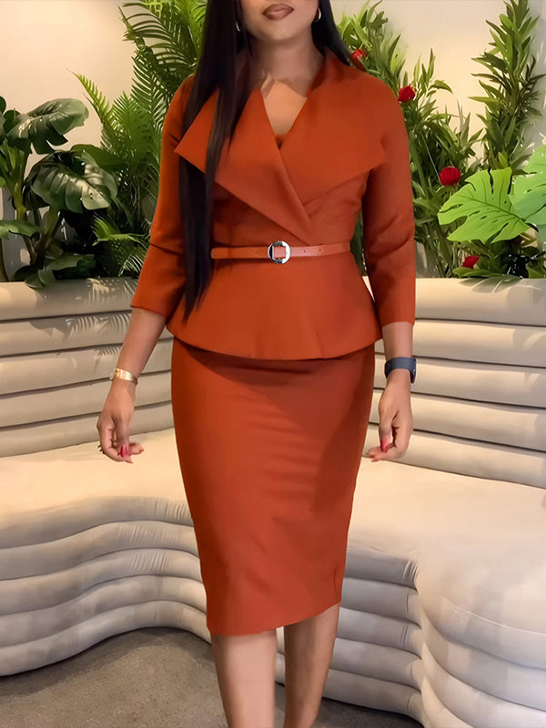 Beautiedoll Solid Belted Bodycon Dress