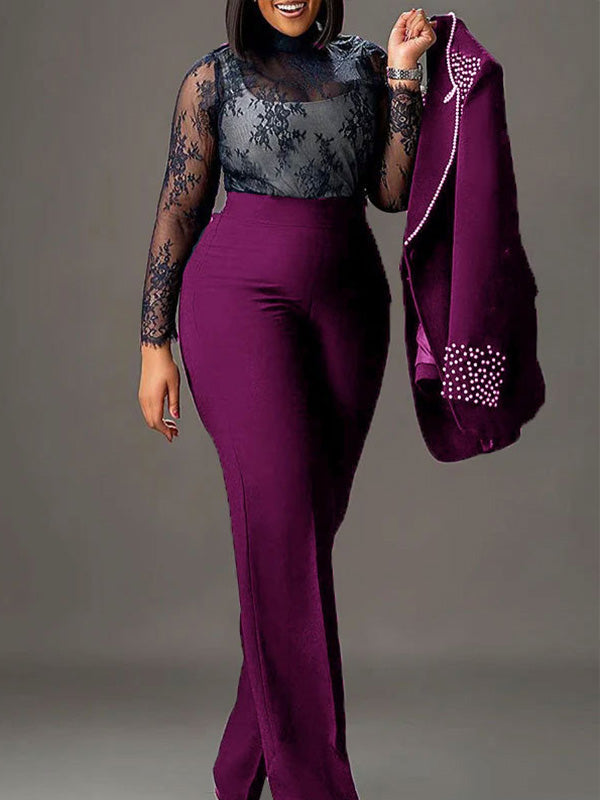 Beautiedoll Pearl-Studded Blazer & Pants Set