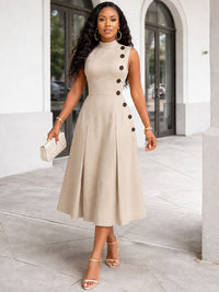 Button Sleeveless Dress