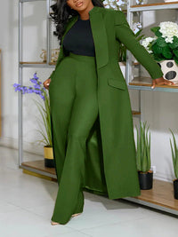 Solid Long Blazer & Pants Set