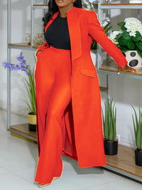 Solid Long Blazer & Pants Set