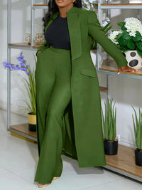 Solid Long Blazer & Pants Set